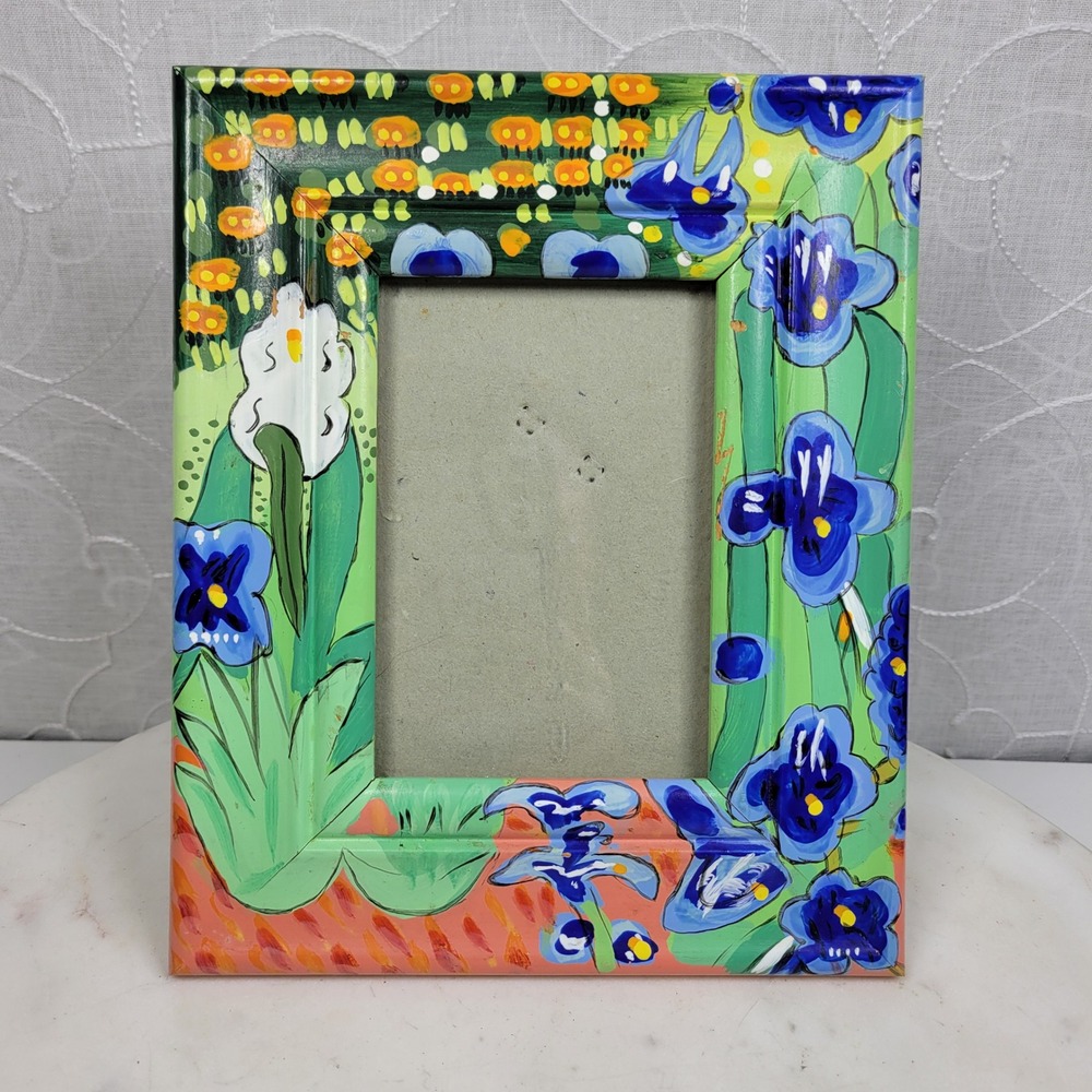 Iris Picture Frame 5x3 Handpainted Floral Garden Art Vincent Van Gogh Inspired - Picture 2 of 12